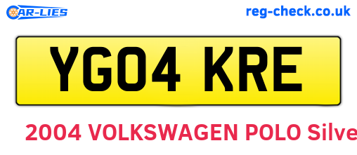 YG04KRE are the vehicle registration plates.
