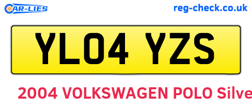 YL04YZS are the vehicle registration plates.