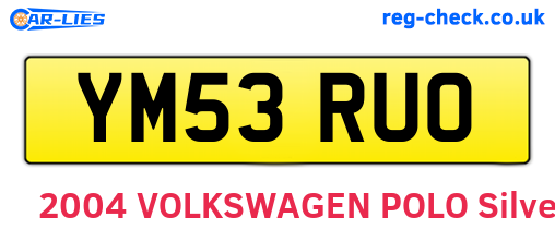 YM53RUO are the vehicle registration plates.
