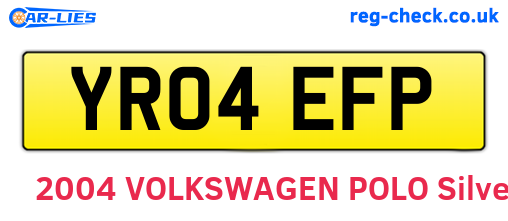 YR04EFP are the vehicle registration plates.