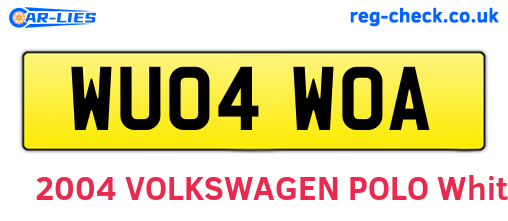 WU04WOA are the vehicle registration plates.