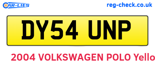 DY54UNP are the vehicle registration plates.