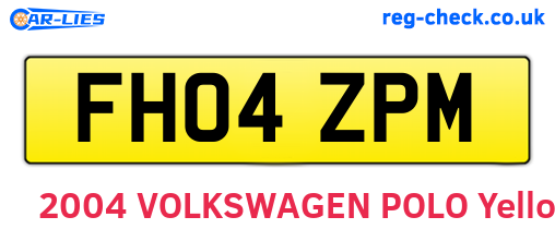 FH04ZPM are the vehicle registration plates.