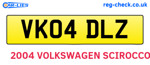 VK04DLZ are the vehicle registration plates.
