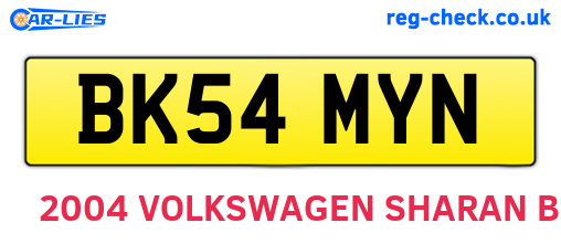 BK54MYN are the vehicle registration plates.