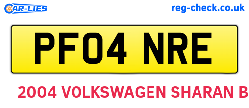 PF04NRE are the vehicle registration plates.