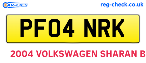 PF04NRK are the vehicle registration plates.