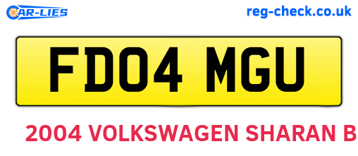 FD04MGU are the vehicle registration plates.