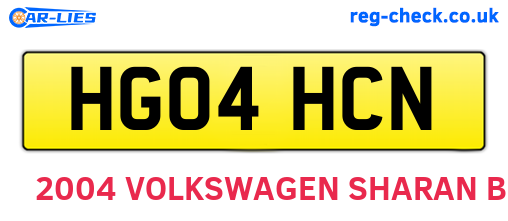HG04HCN are the vehicle registration plates.
