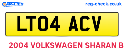 LT04ACV are the vehicle registration plates.