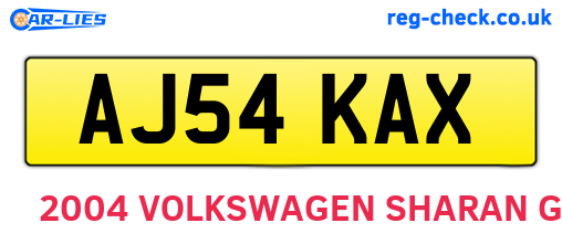 AJ54KAX are the vehicle registration plates.