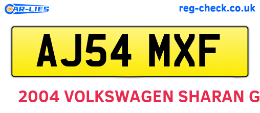 AJ54MXF are the vehicle registration plates.