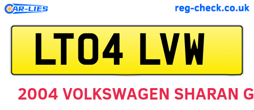 LT04LVW are the vehicle registration plates.