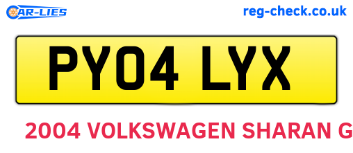 PY04LYX are the vehicle registration plates.