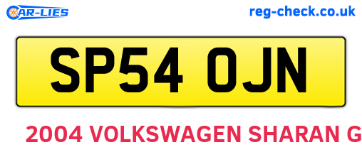 SP54OJN are the vehicle registration plates.