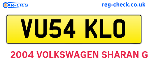 VU54KLO are the vehicle registration plates.