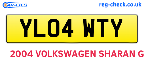 YL04WTY are the vehicle registration plates.