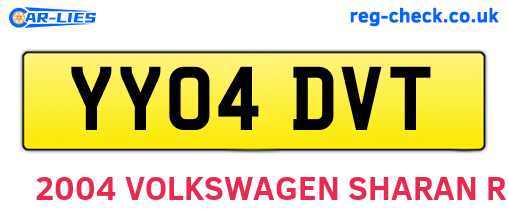 YY04DVT are the vehicle registration plates.