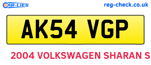 AK54VGP are the vehicle registration plates.