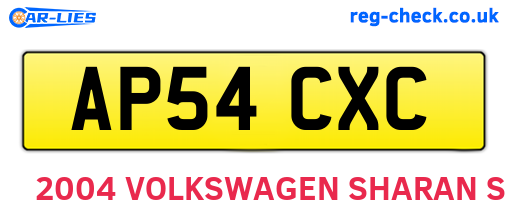 AP54CXC are the vehicle registration plates.