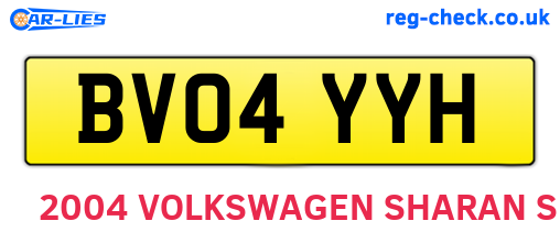 BV04YYH are the vehicle registration plates.