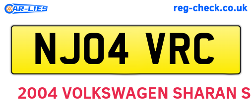 NJ04VRC are the vehicle registration plates.