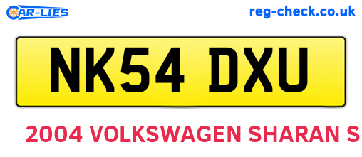 NK54DXU are the vehicle registration plates.