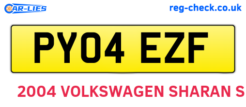 PY04EZF are the vehicle registration plates.