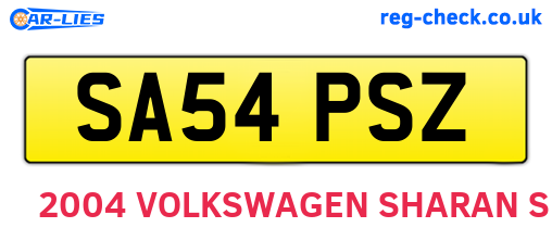 SA54PSZ are the vehicle registration plates.