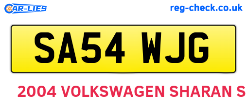 SA54WJG are the vehicle registration plates.