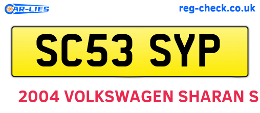 SC53SYP are the vehicle registration plates.