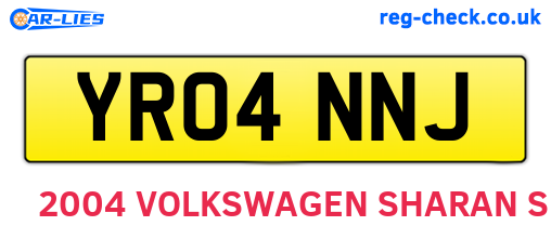 YR04NNJ are the vehicle registration plates.