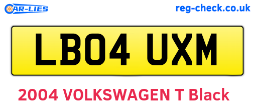 LB04UXM are the vehicle registration plates.