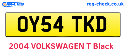 OY54TKD are the vehicle registration plates.
