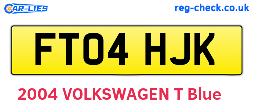 FT04HJK are the vehicle registration plates.