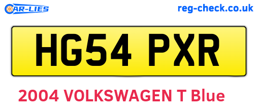 HG54PXR are the vehicle registration plates.