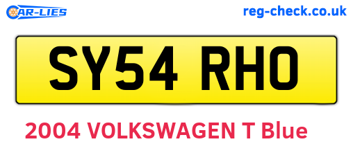 SY54RHO are the vehicle registration plates.