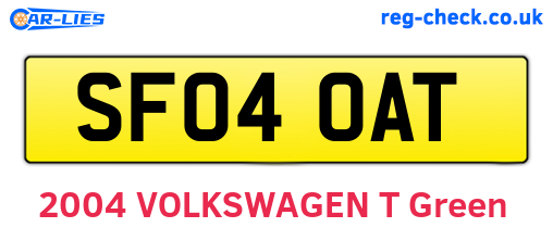 SF04OAT are the vehicle registration plates.