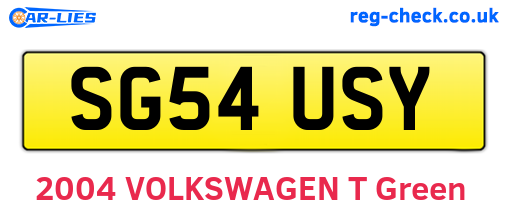SG54USY are the vehicle registration plates.