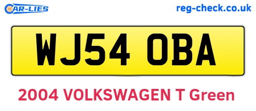 WJ54OBA are the vehicle registration plates.