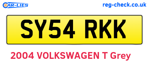 SY54RKK are the vehicle registration plates.