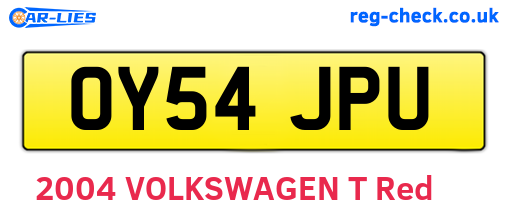 OY54JPU are the vehicle registration plates.