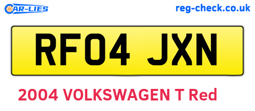 RF04JXN are the vehicle registration plates.