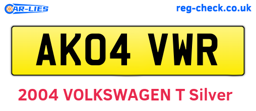 AK04VWR are the vehicle registration plates.