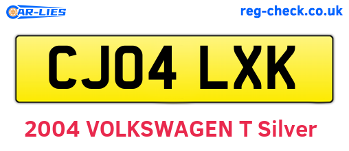 CJ04LXK are the vehicle registration plates.
