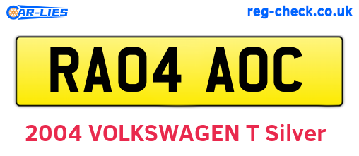 RA04AOC are the vehicle registration plates.