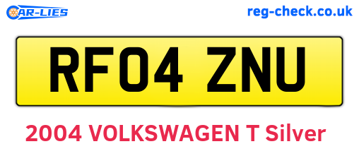 RF04ZNU are the vehicle registration plates.