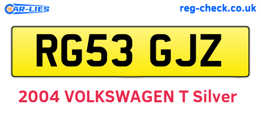 RG53GJZ are the vehicle registration plates.
