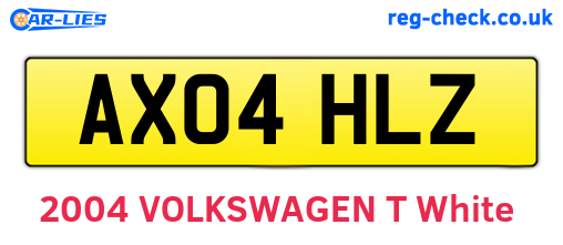 AX04HLZ are the vehicle registration plates.