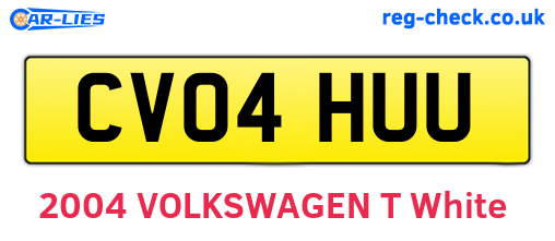 CV04HUU are the vehicle registration plates.